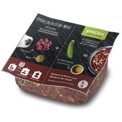 proCani BARF Hypoallergen Pferd Menü mit Zuchini