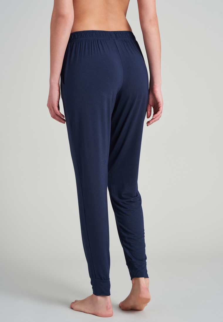 Loungehose lang Modal Bündchen blau - Mix+Relax
