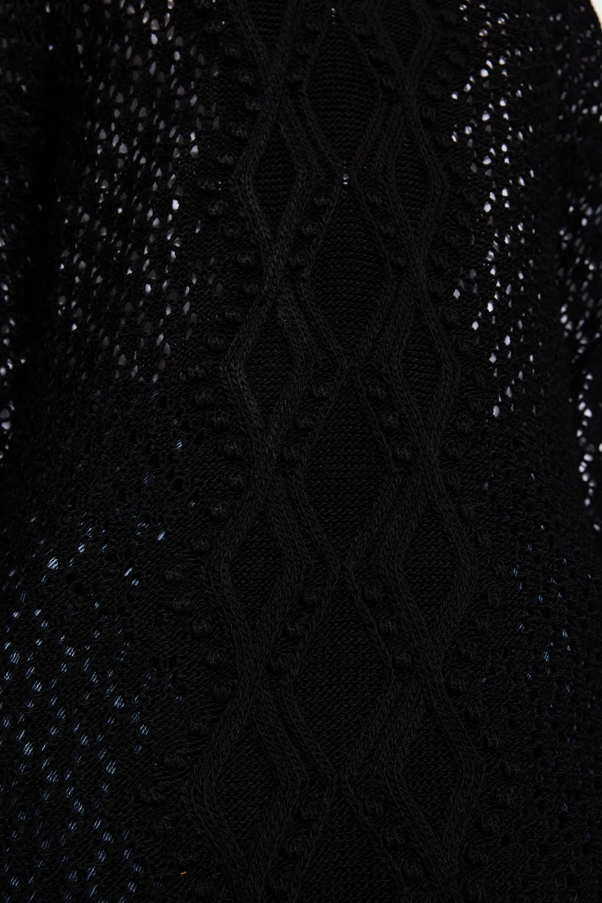 Trendyol Modest  Schwarzer durchbrochener Strickpullover TCTAW22AK0089
