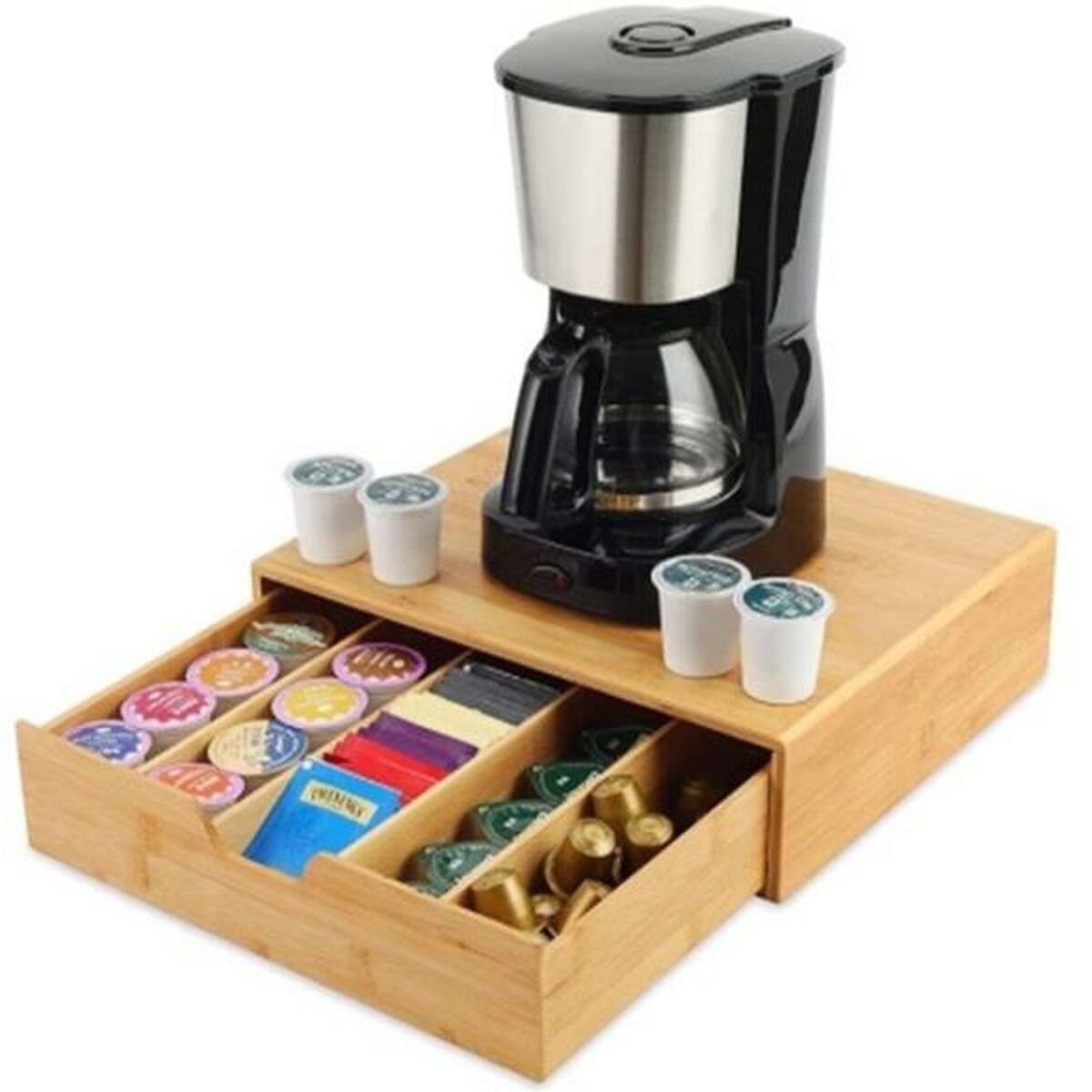 DKD Home Decor Kapselmaschine Organizer für Kaffeekapseln DKD Home Decor natürlich Bambus 35,3 x 30