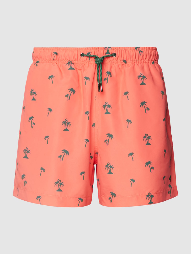 Badehose mit Allover-Print in koralle