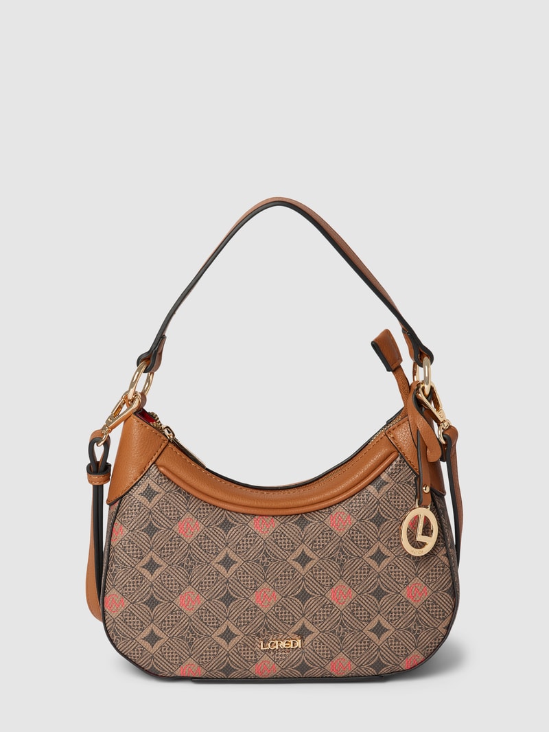 Saddle Bag mit Allover-Muster Modell 'Kiana' in mittelbraun