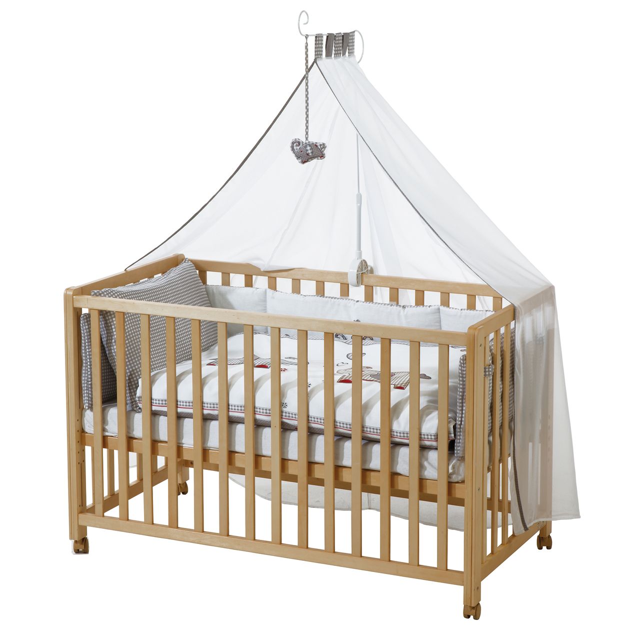 Roba Roombed, Babybett 60x120 cm Jumbotwins, Beistellbett zum Elternbett mit kompletter Ausstattung