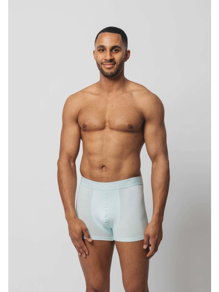 SNOCKS Boxershorts aus Bio-Baumwolle 6 Stück in Mix (Türkis/Hellblau/Hellgrau) günstig kaufen S