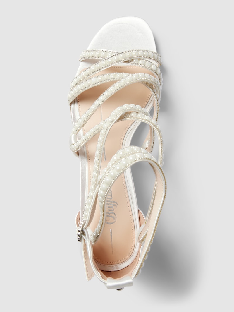 Sandaletten mit Zierbesatz Modell 'LUCY' in offwhite