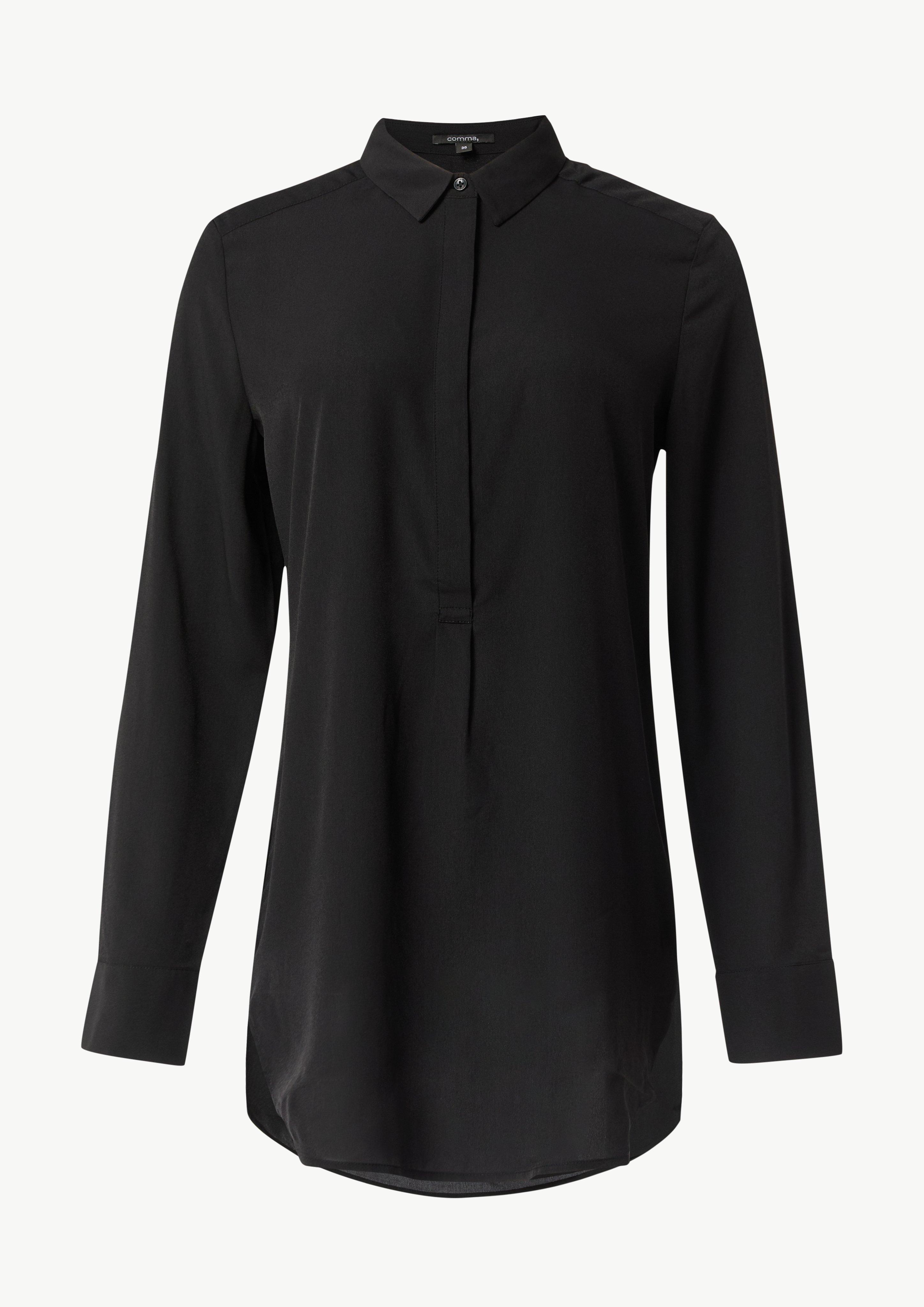 Weich fließende Longbluse aus Chiffon - schwarz