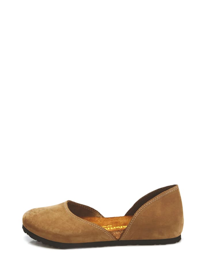 Comfortfusse Leder-Ballerinas in Sand günstig kaufen