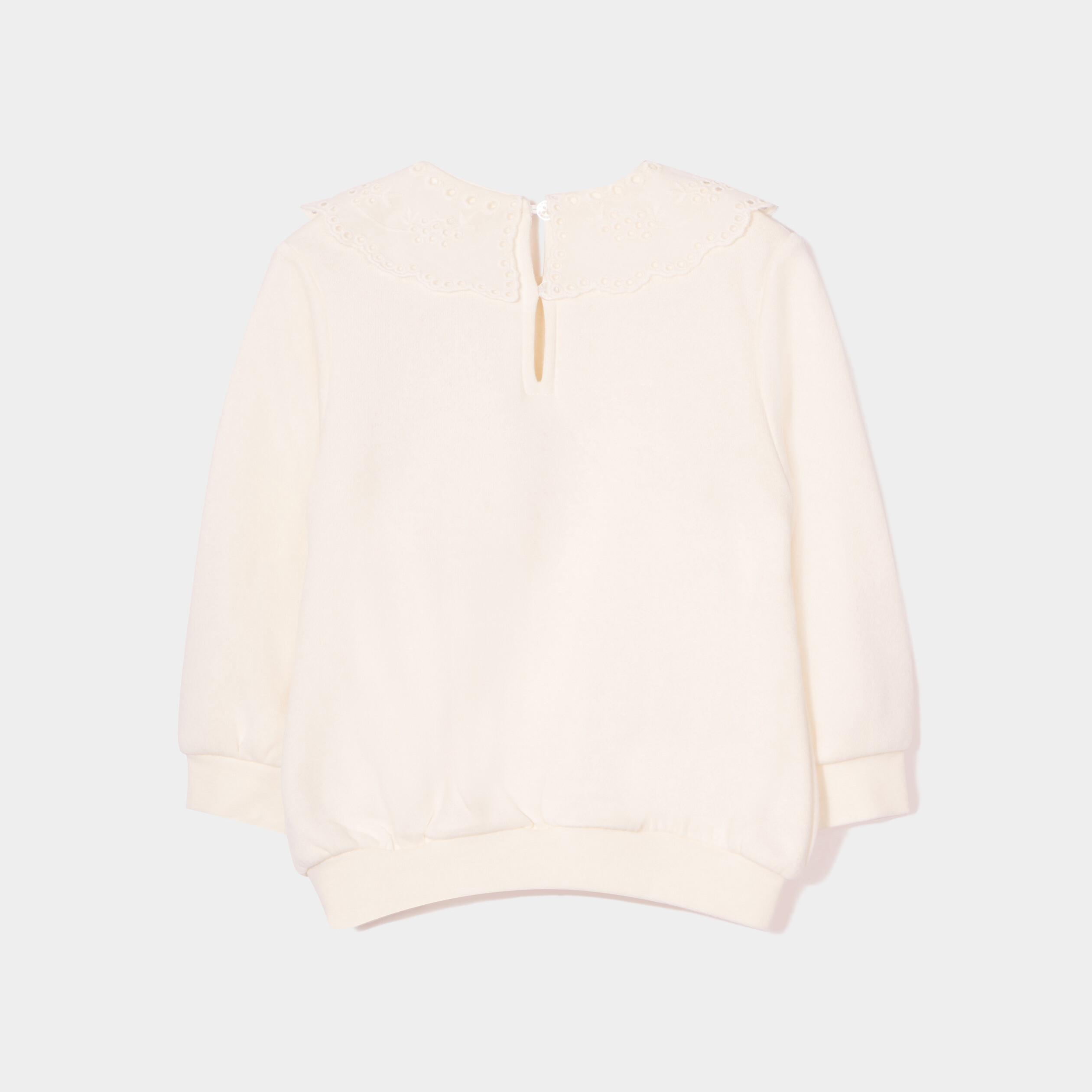 Sweat col claudine en broderie anglaise creme bébé fille | La Halle