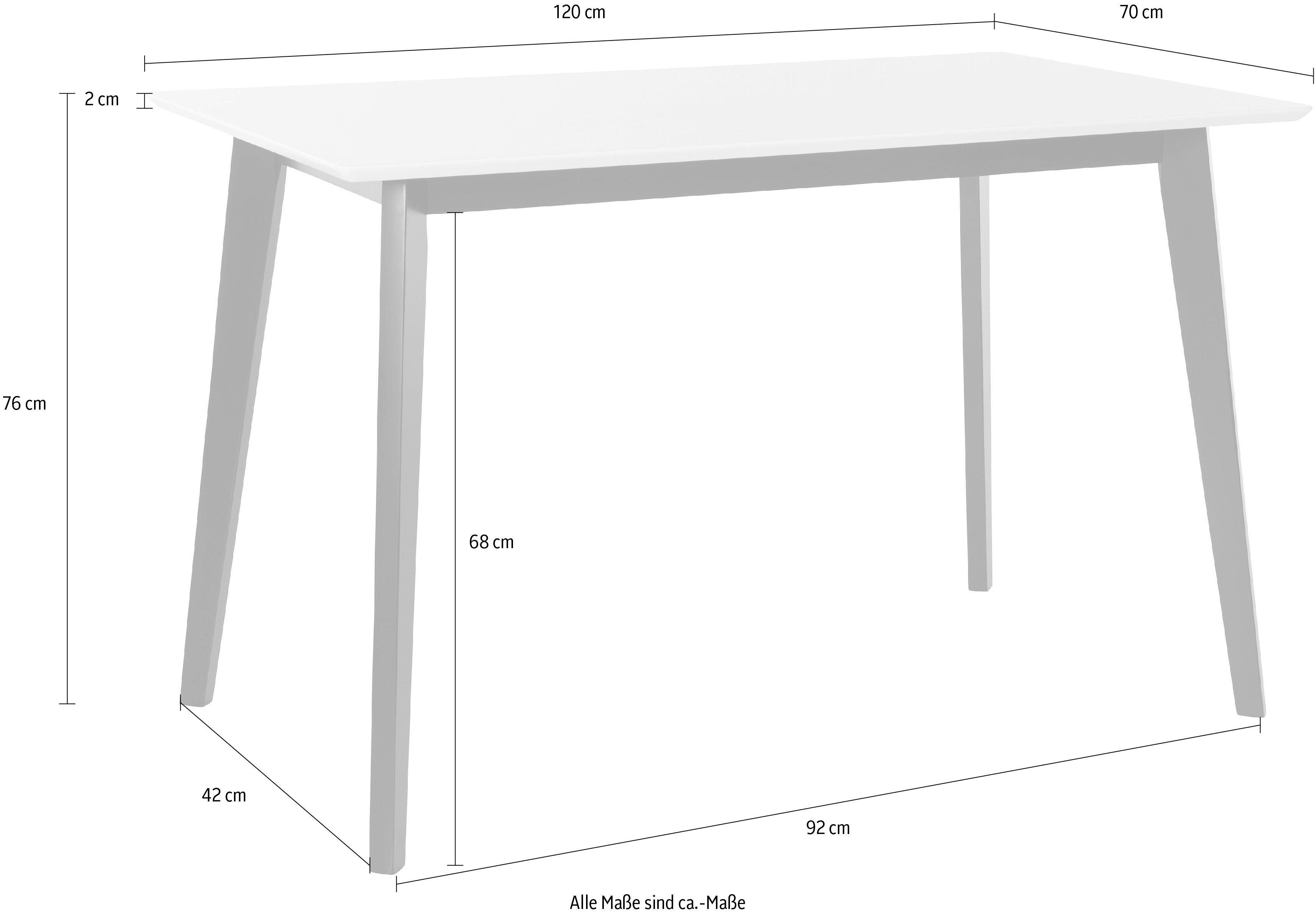 INOSIGN Esstisch Cody, mit Beinen aus Massivholz eckige MDF-Tischplatte, in 2 Farbvarianten