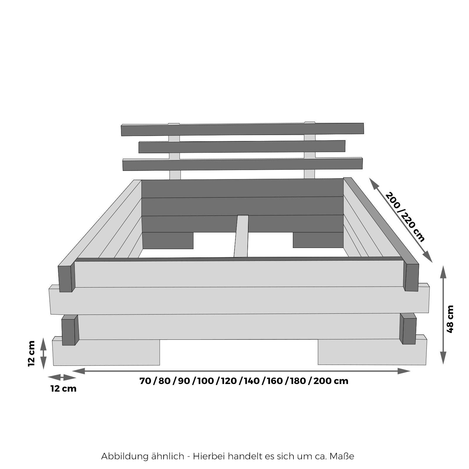 TUGA-Holztech Massivholzbett Balkenbett (Fichte) 