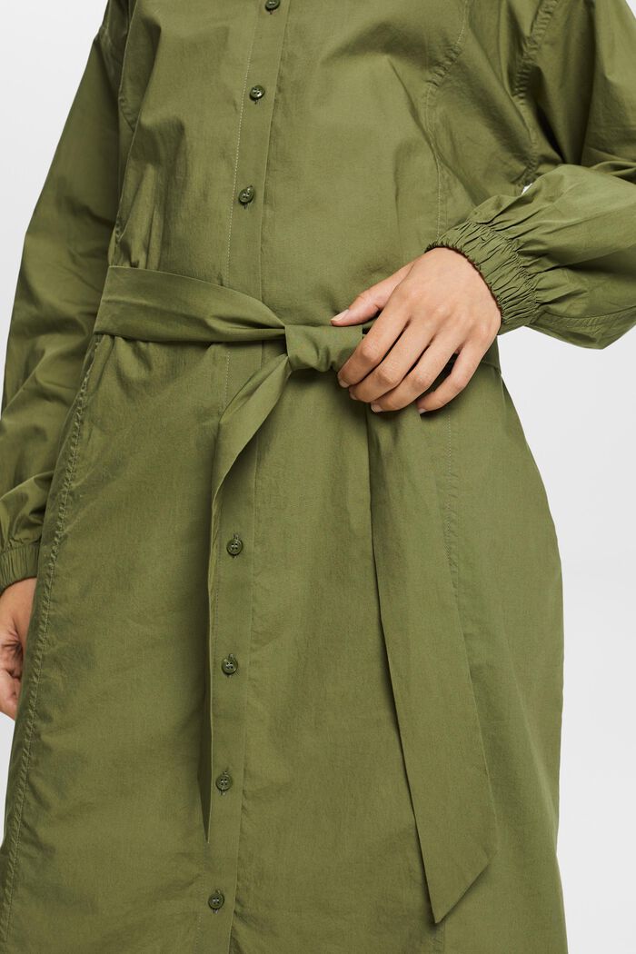 Baumwoll-Hemdblusenkleid mit Bindedetail