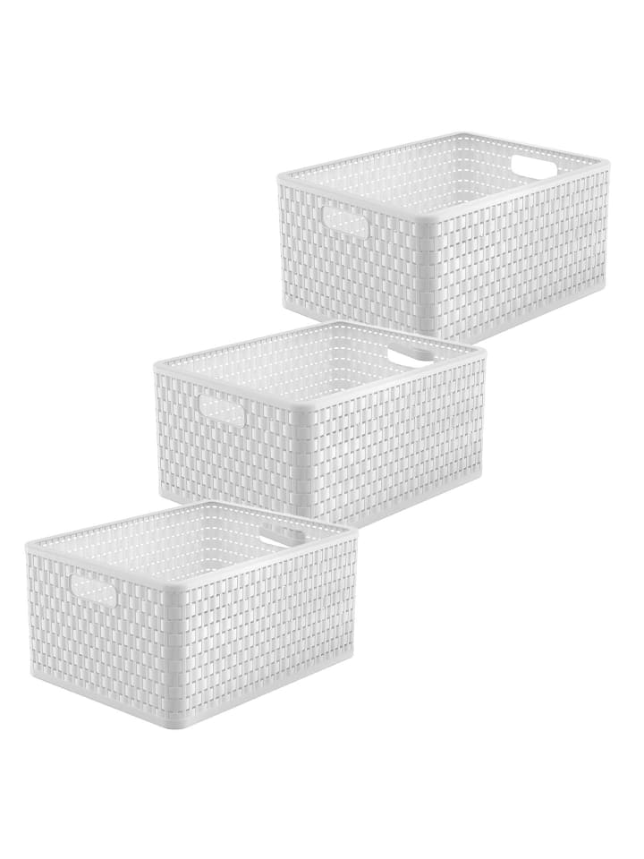Rotho 3er-Set Aufbewahrungskorb 28l COUNTRY in Weiß günstig kaufen onesize