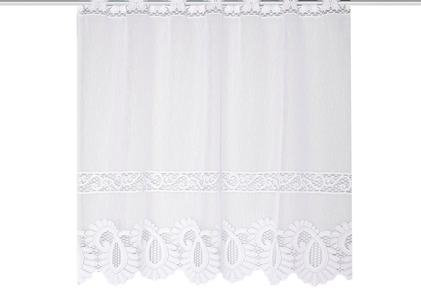 Scheibengardine LEONORA, HOME WOHNIDEEN, Stangendurchzug (1 St), transparent, Wirkware, Scheibengardine Jacquard fein LEONORA