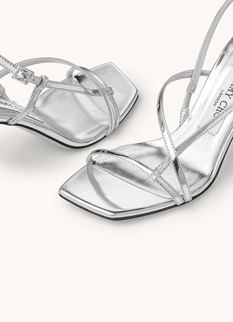 Sandale Jimmy Choo Etana 80 din piele de vițel cu efect metalic
