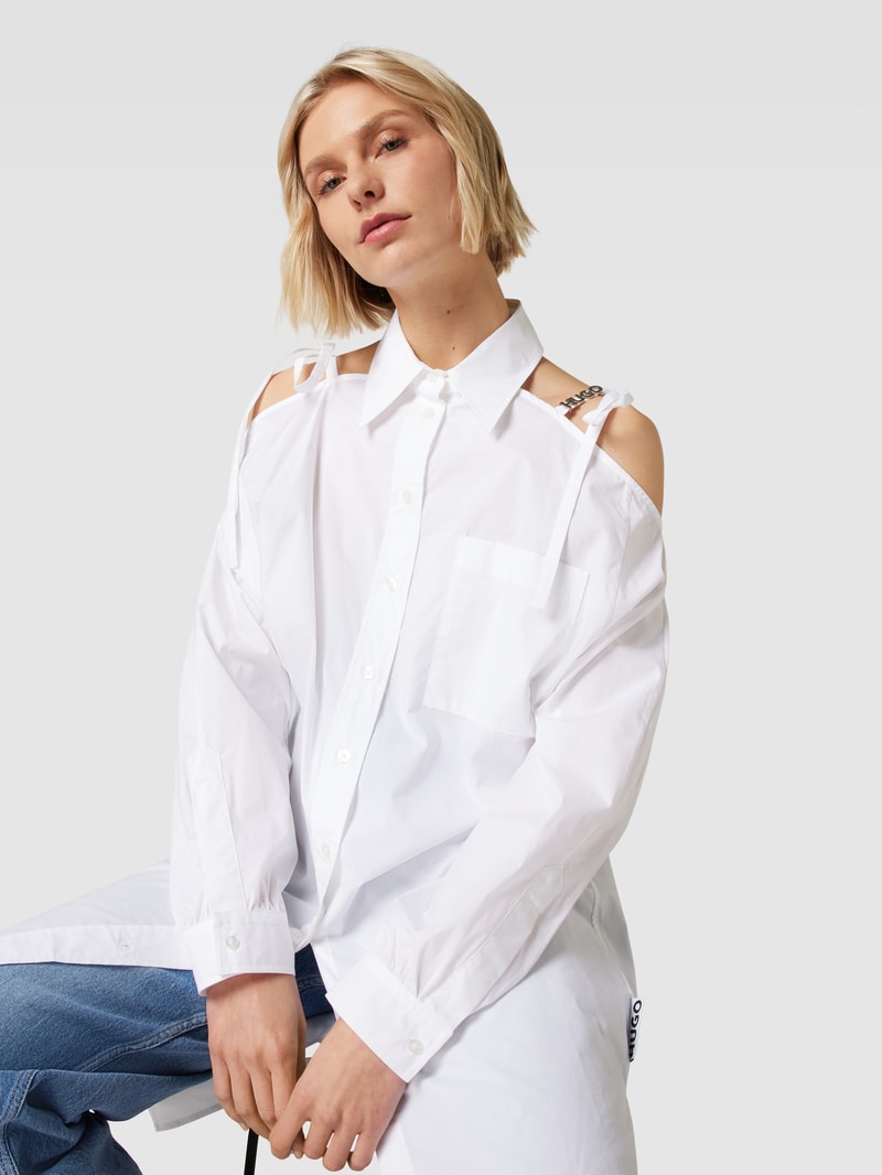 Longbluse mit Umlegekragen Modell 'Kivy' in weiß
