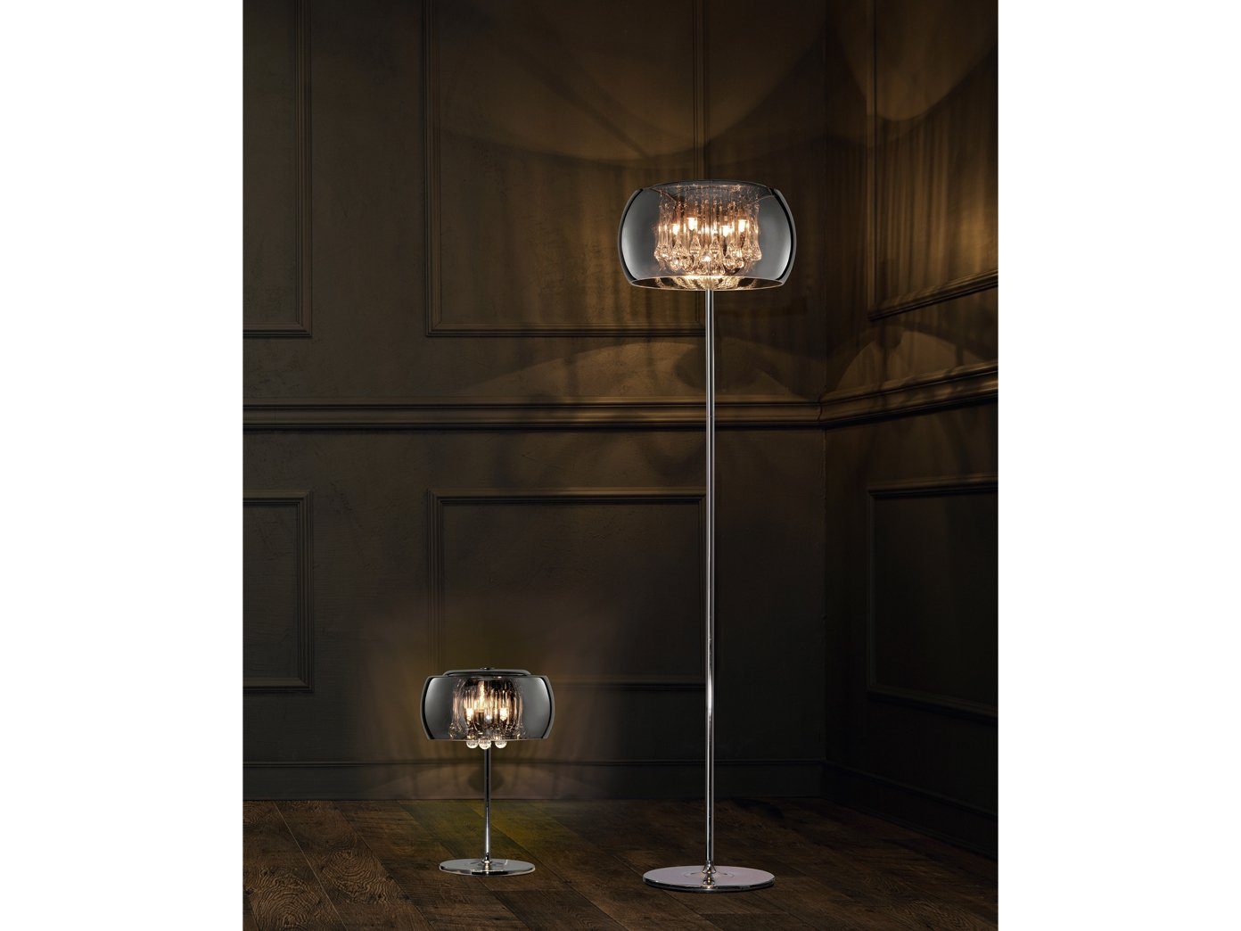 meineWunschleuchte LED Tischleuchte, LED wechselbar, Warmweiß, große Designer Lampen Rauch-glas Lampenschirm Fensterbank, Höhe 43cm