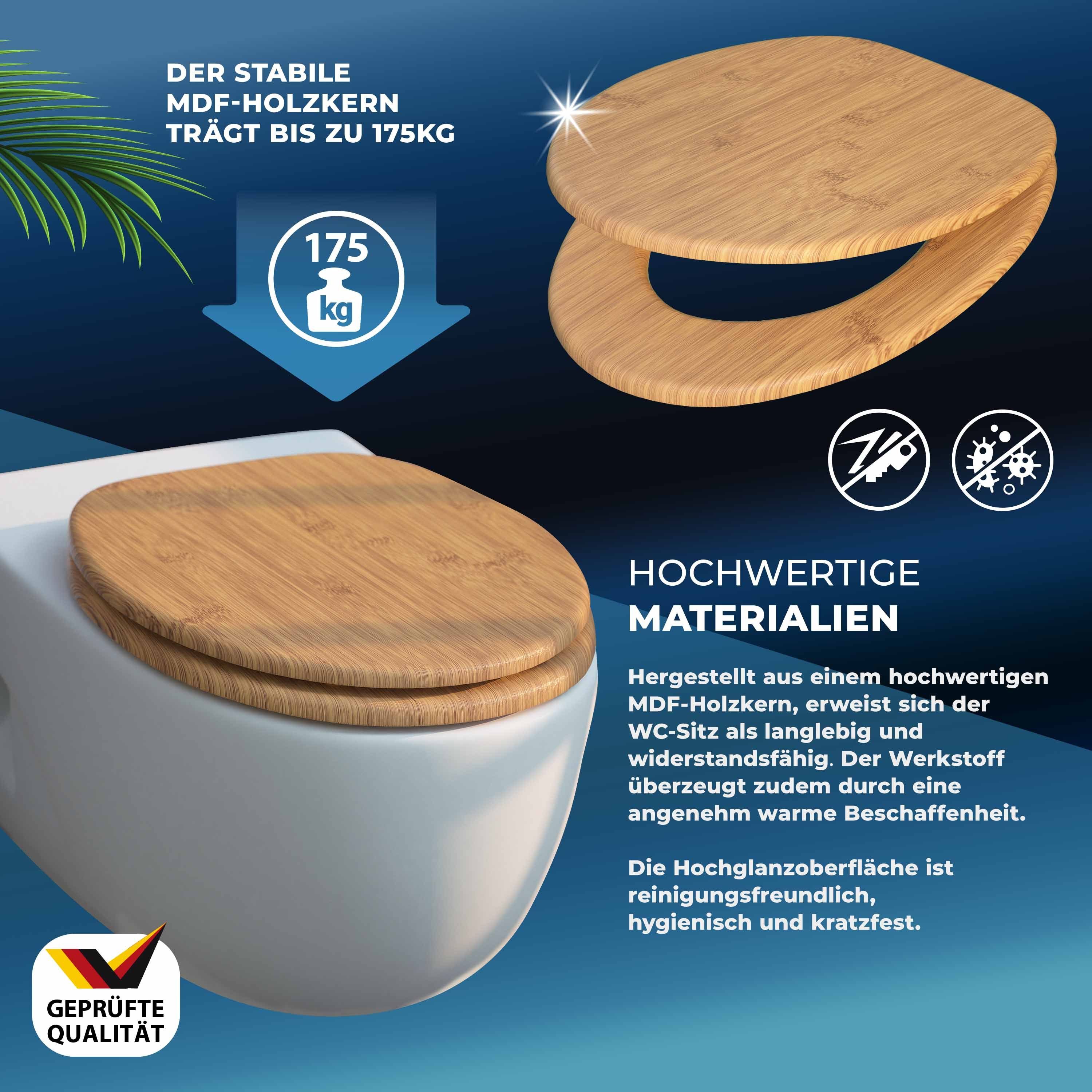 Casaria WC-Sitz, Doppelte Absenkautomatik MDF Holz hygienisch Toilettensitz Klobrille