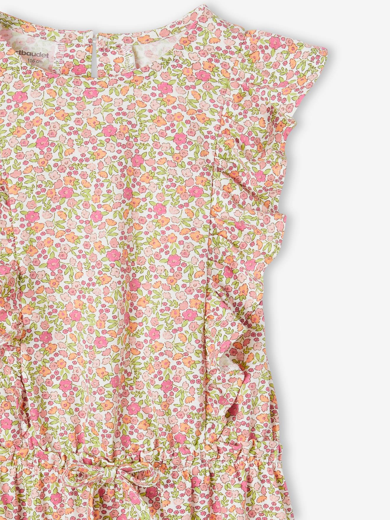 Vertbaudet Mädchen Kleid mit Volants Oeko-Tex - rosa