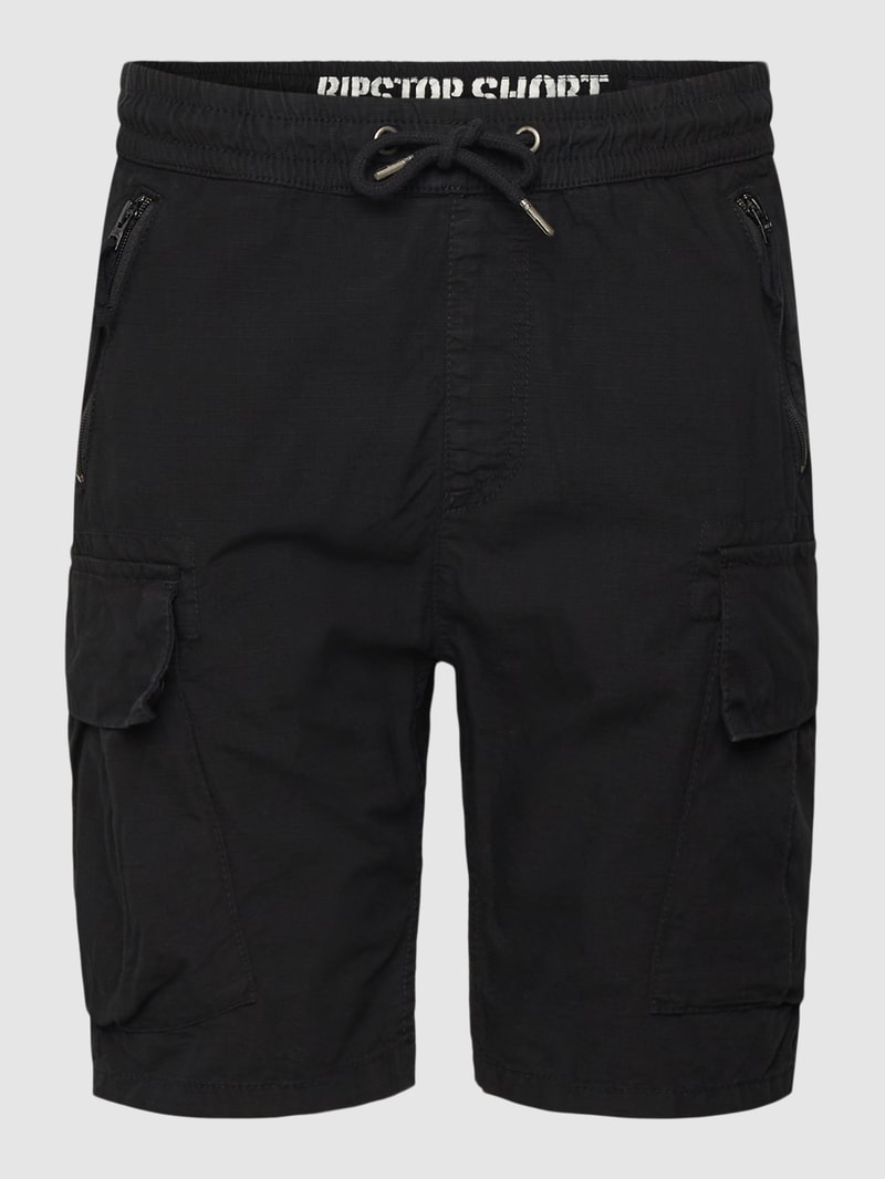 Bermudas aus Baumwolle mit Label-Details Modell 'RIBSTOP' in schwarz