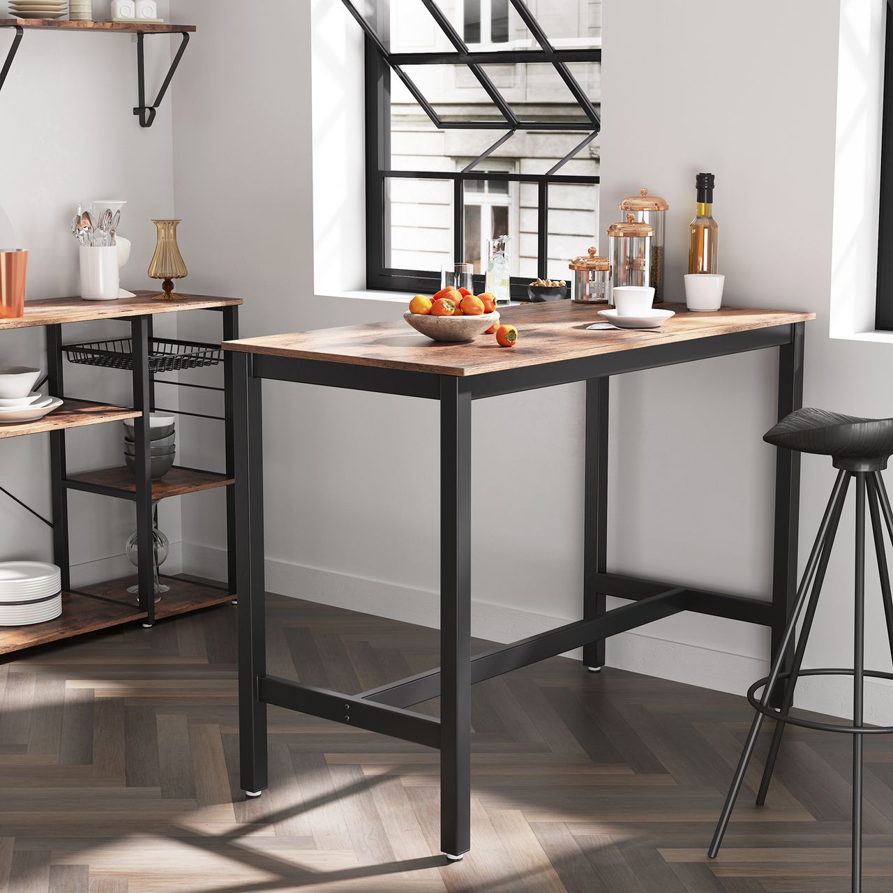Vasagle Bartisch 120 x 60 x 90 cm, Metall, einfache Montage