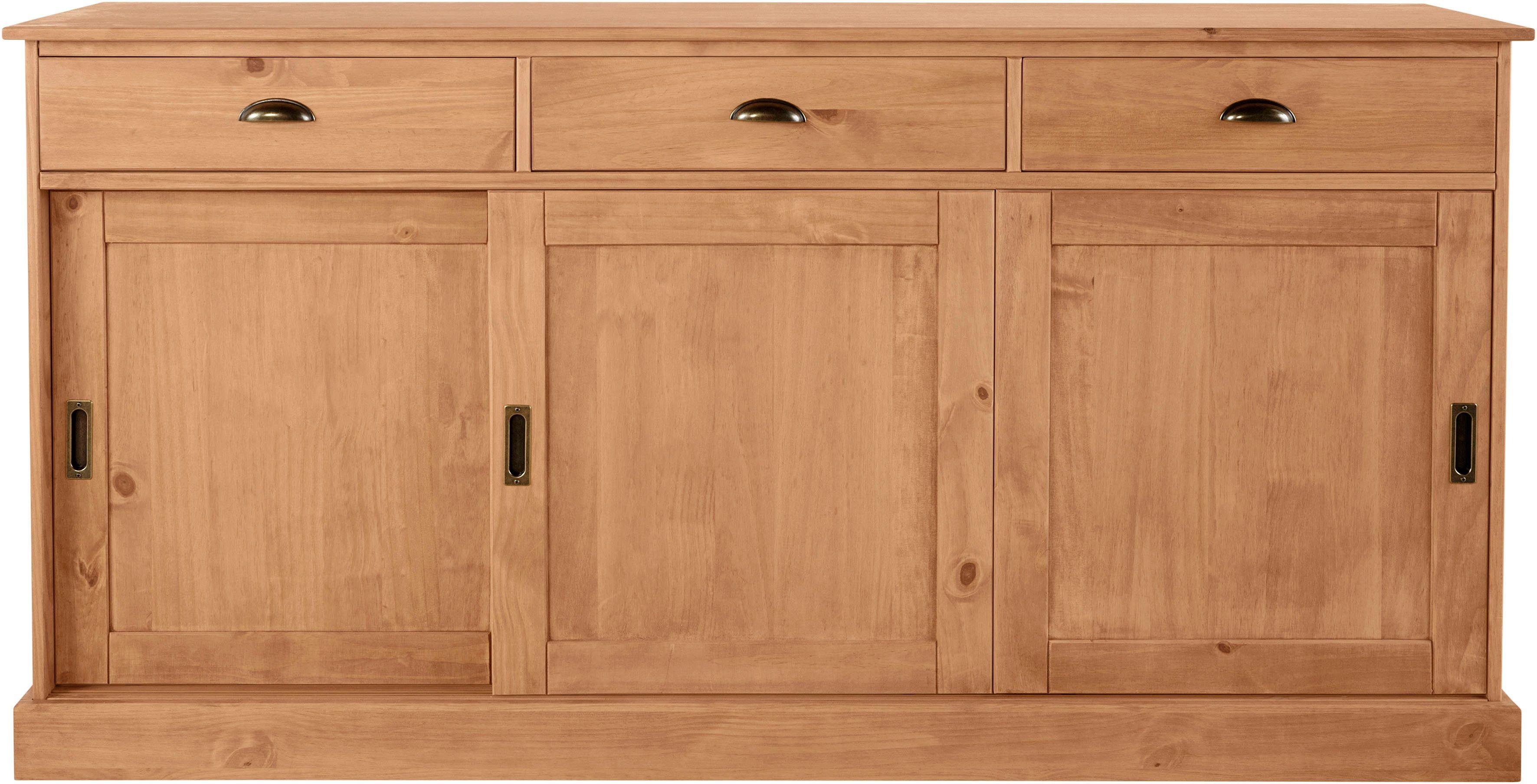 Home affaire Sideboard Schröder, mit 3 Schiebetüren und 3 Schubkasten, aus massivem Kiefernholz