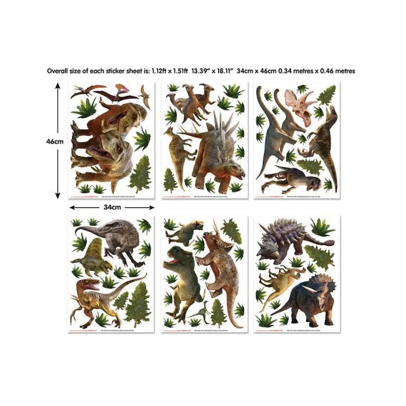 Ensemble de 80 autocollants de dinosaures. marron