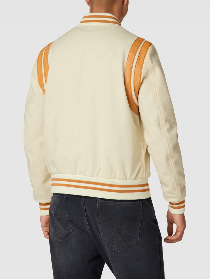 College-Jacke mit Kontraststreifen Modell 'High Roller Bomber' in offwhite