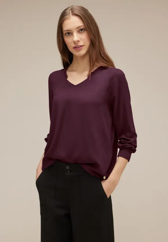 Street One Unifarbene Bluse mit Rüschen