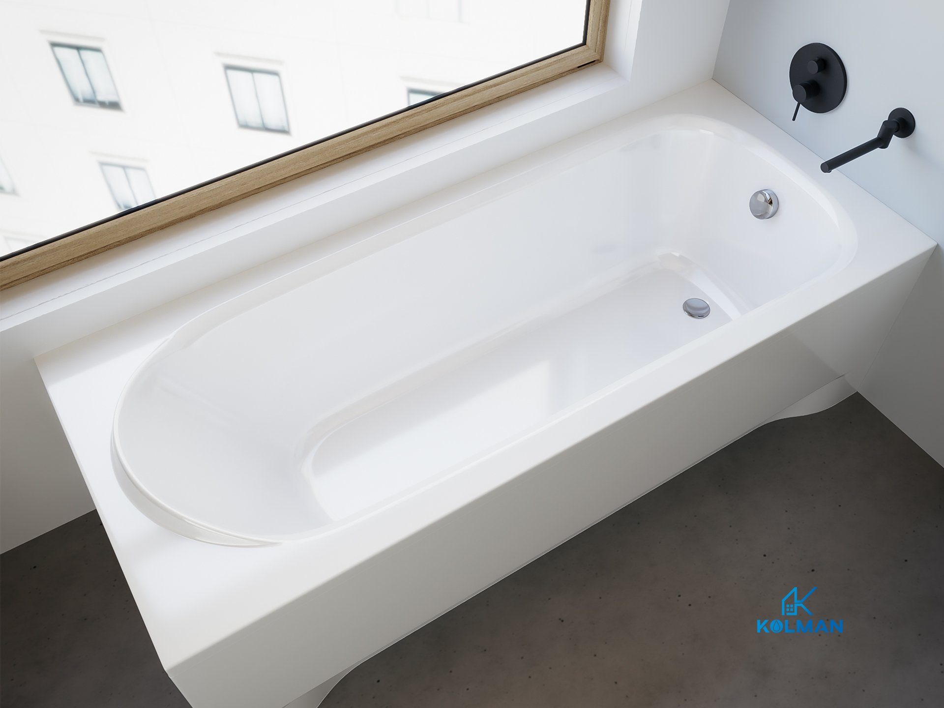 KOLMAN Badewanne Rechteck Medium 170x75, Acrylschürze Styroporträger, Ablauf VIEGA & Füße GRATIS