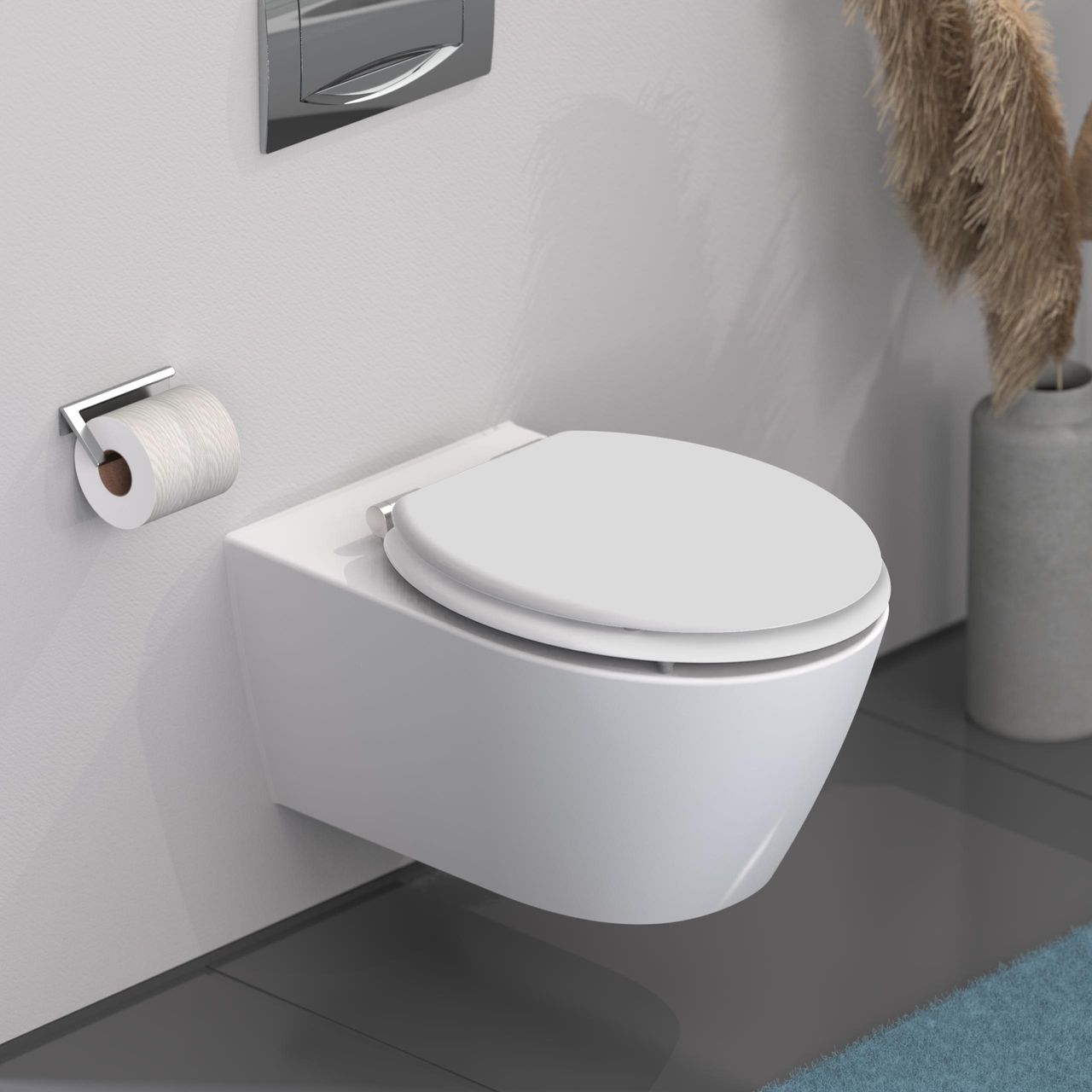 Schütte MDF WC Sitz WHITE, Toilettendeckel mit Absenkautomatik und Holzkern, Toilettensitz