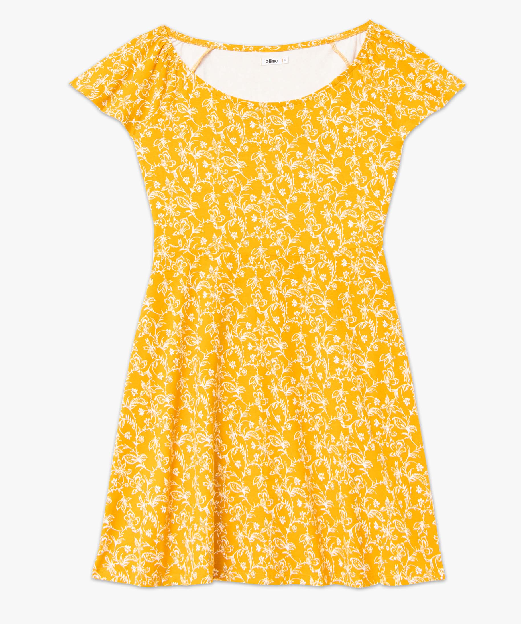 Robe femme en coton à manches courtes imprime | GEMO