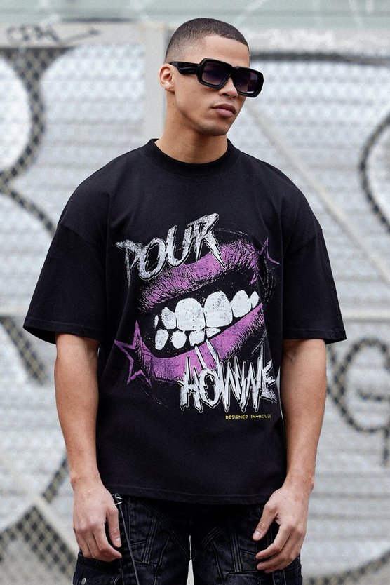 Oversize T-Shirt mit Mouth Print