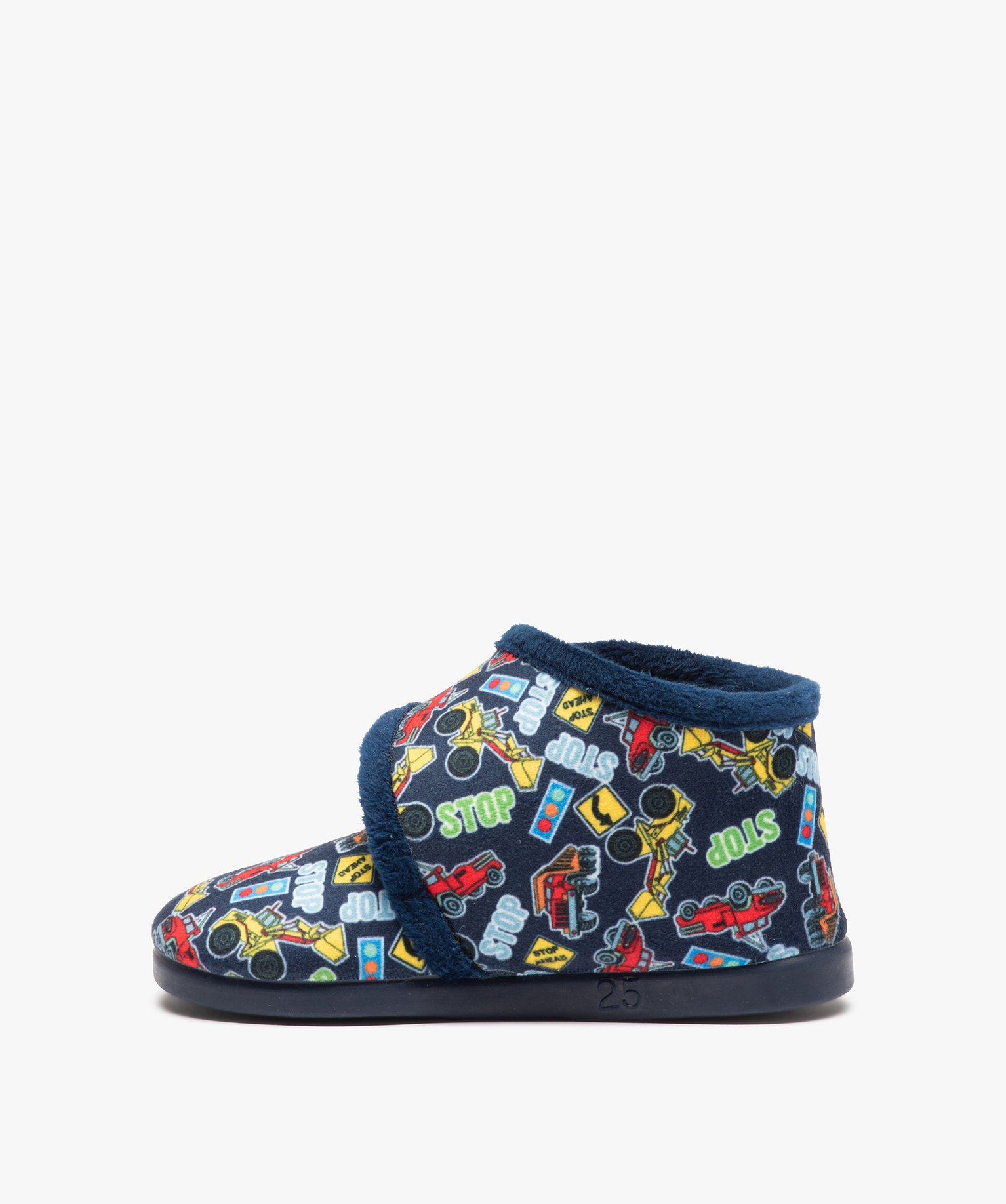 Chaussons Garçon bottillons imprimés voitures et camions bleu | GEMO