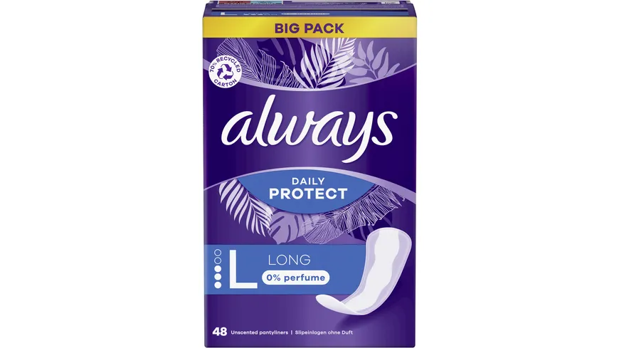 Always DAILY Slipeinlagen always Slipeinlage Daily Protect Long ohne Duft BigPack 48