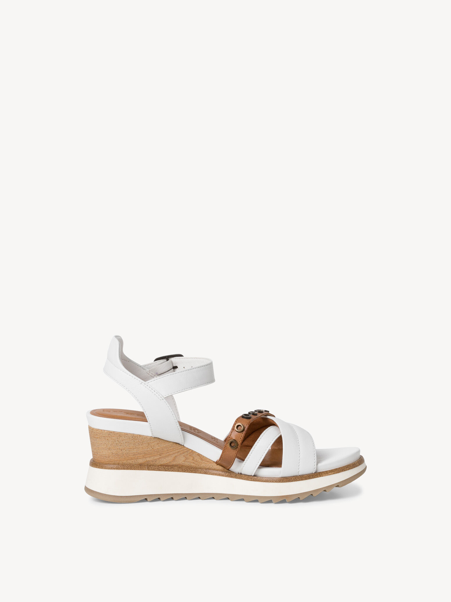 Sandale à talon en cuir - blanc