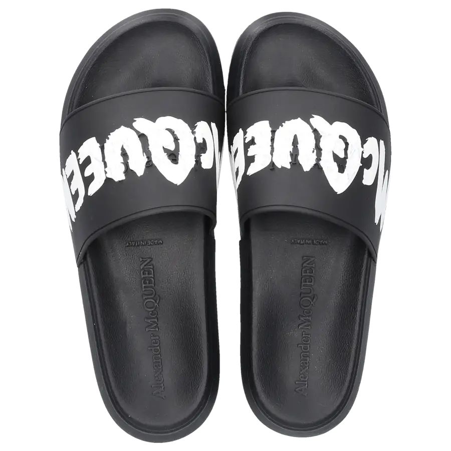 Alexander McQueen - Badeschuhe SLIDER GRAFFITI Kautschuk - schwarz
