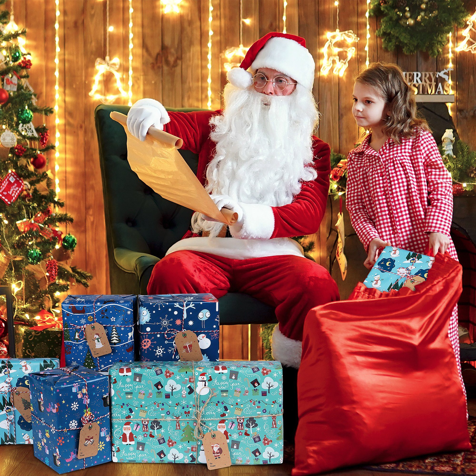 Homewit Geschenkpapier 10 Rollen Verpackungspapier, für Geburtstag, Urlaub, Babyparty, Ostern, Weihnachten Geschenkpapier