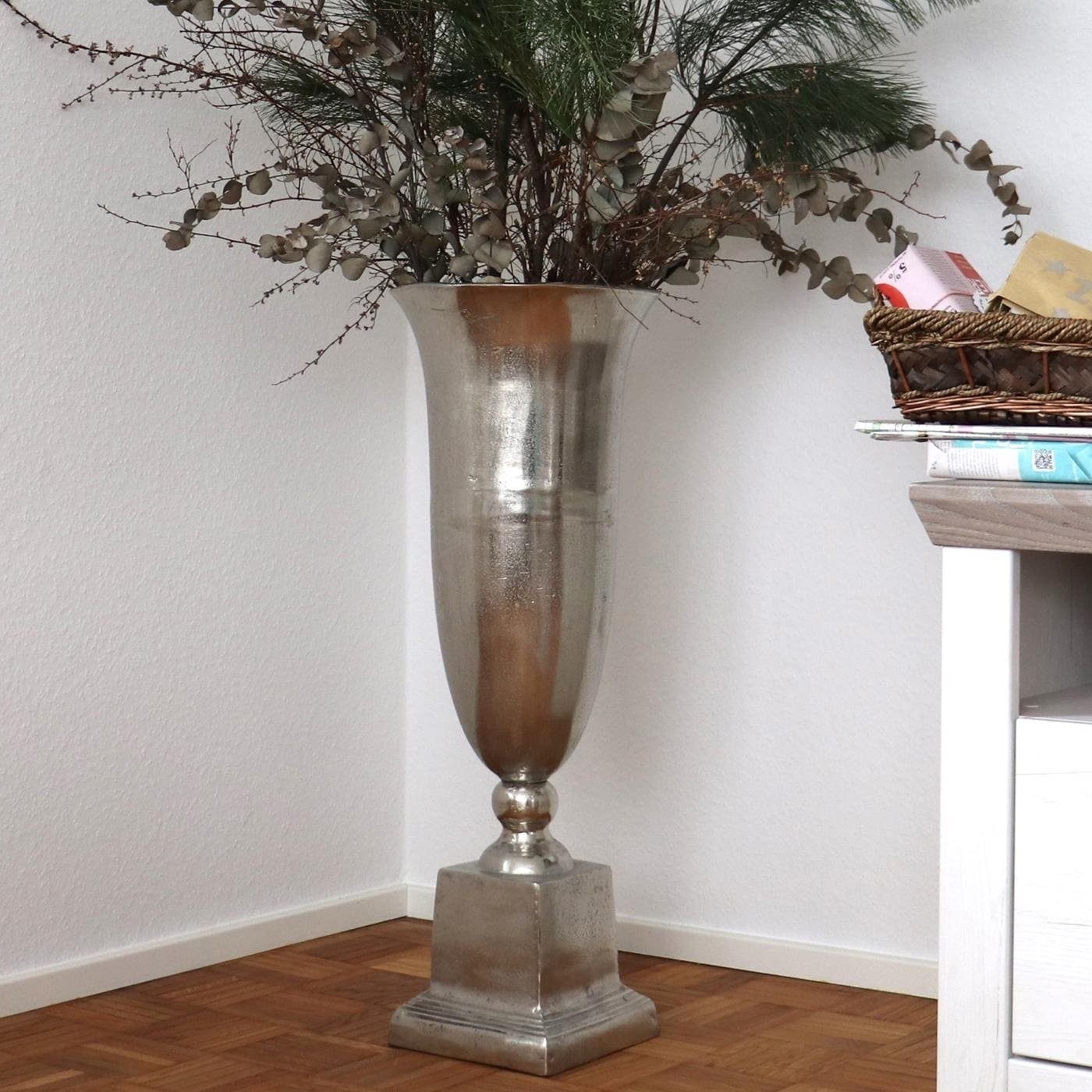 baario Bodenvase Bodenvase BALMA silber XXL, Bodenvase 85cm groß Aluminium Deko Antik Design
