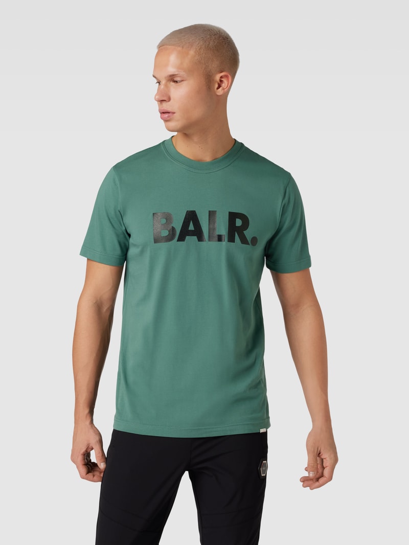 T-Shirt mit Label-Print und Rundhalsausschnitt in grün