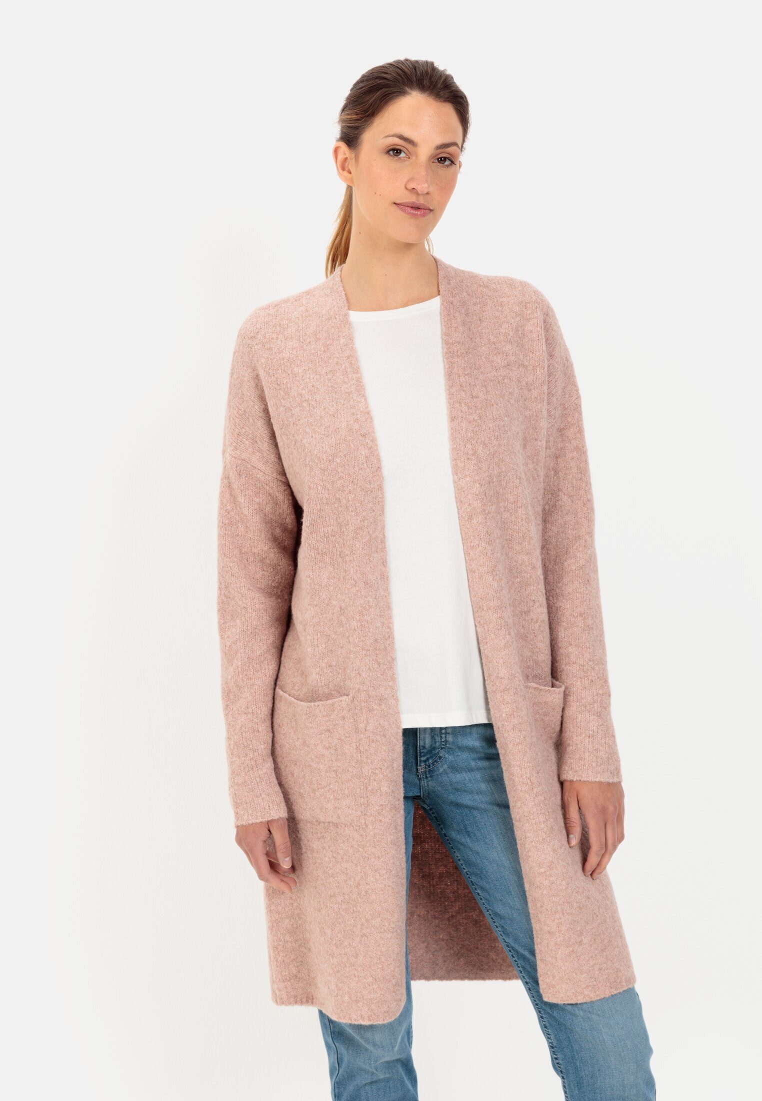 camel active Longstrickjacke aus recyceltem Polyester Strickjacke_Strickjacke