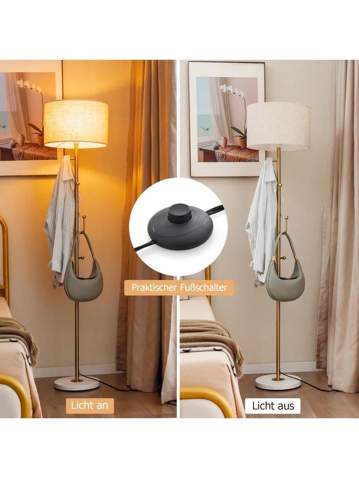 COSTWAY 2 in 1 Stehlampe mit 5 Haken in Gold günstig kaufen onesize