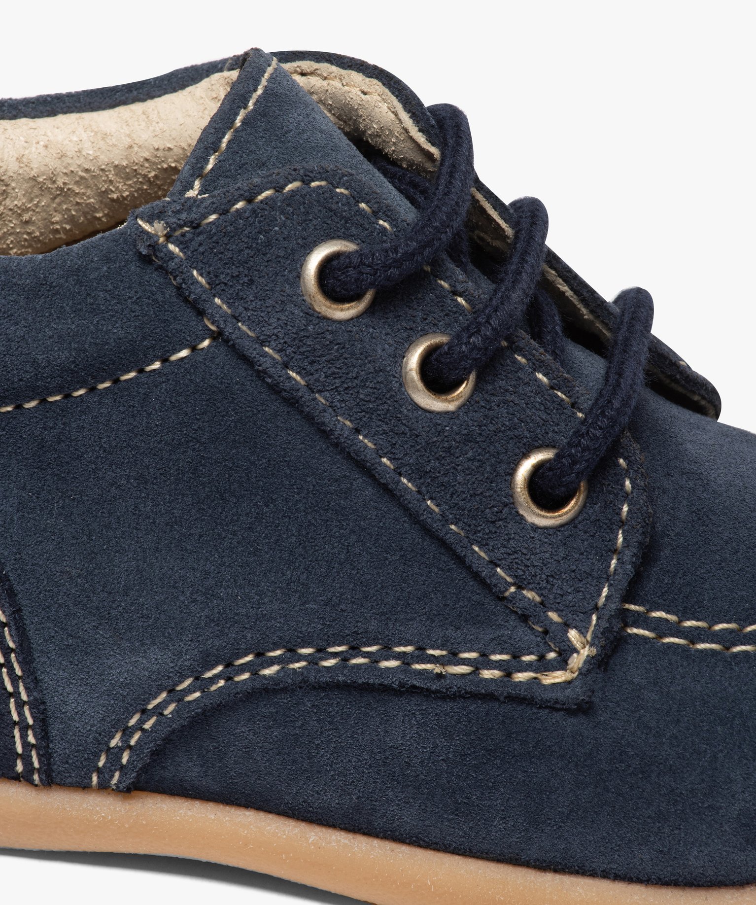 Chaussures premiers pas bébé Garçon dessus cuir uni marine | GEMO