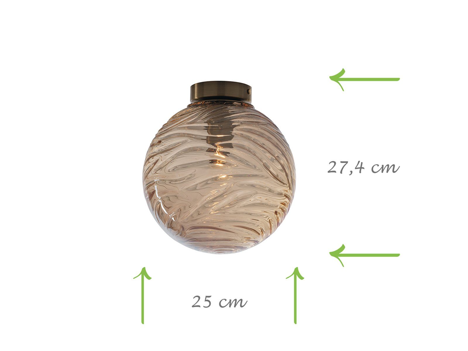 meineWunschleuchte LED Deckenleuchte, Dimmfunktion, LED wechselbar, Warmweiß, Designer Rauchglas Glas-kugel Ø 25cm für Treppenhaus & Ankleidezimmer
