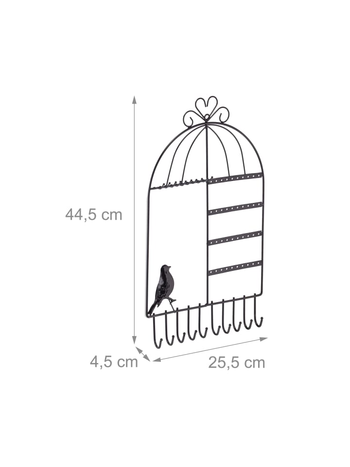 relaxdays Schmuckhalter in Schwarz - (B)25,5x (H)44,5 x (T)4,5 cm günstig kaufen onesize