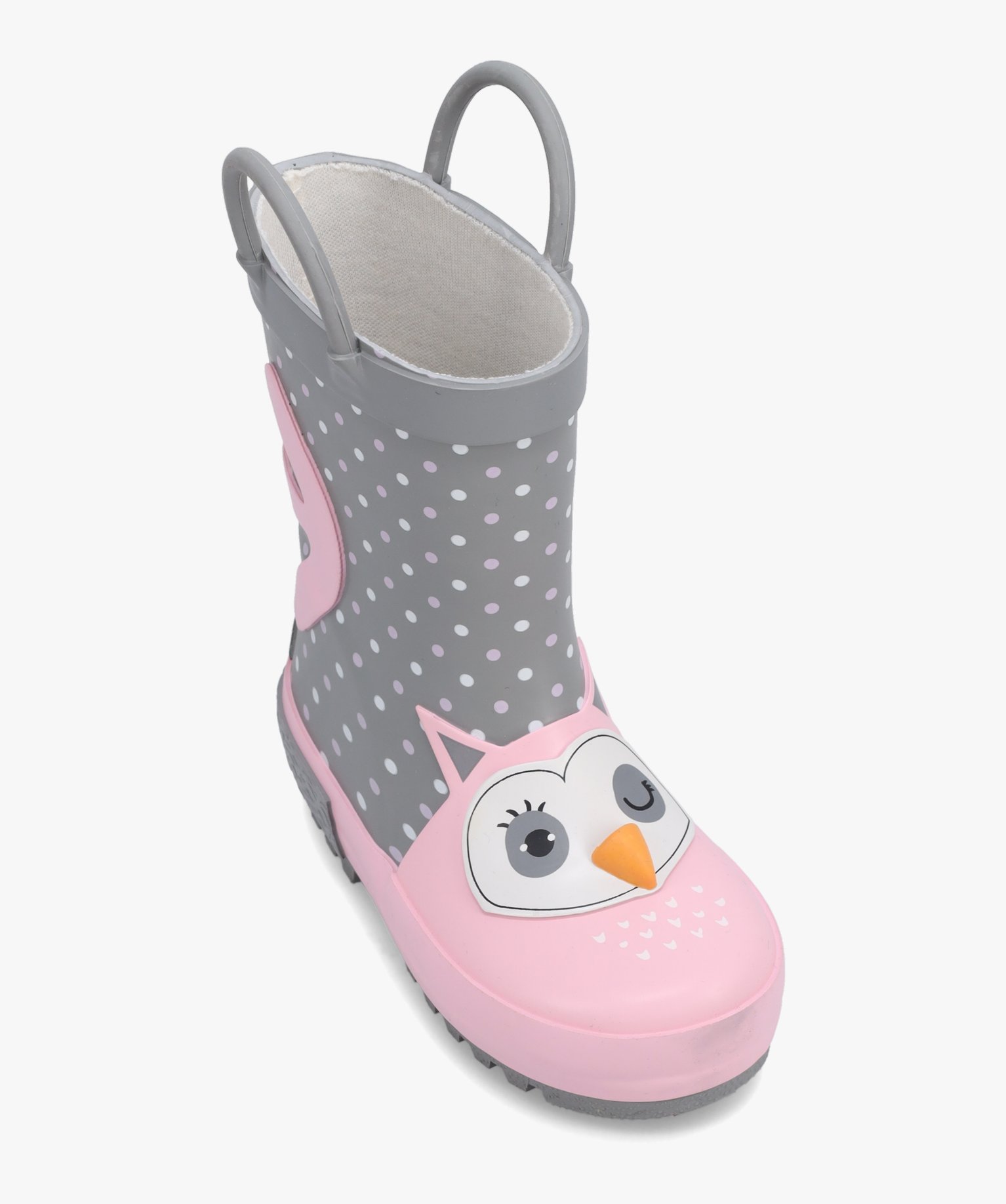 Bottes de pluie bébé fille à anses motif chouette en relief gris | GEMO