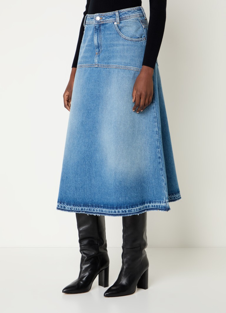 jupe midi en denim trapèze Valentia de ba&sh avec poches latérales