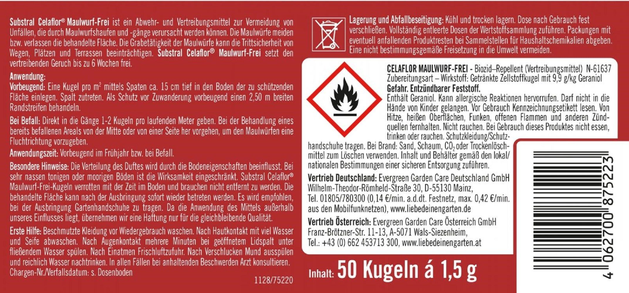 Celaflor Gift-Wühlmausköder Celaflor Maulwurf-Frei 50 Kugeln