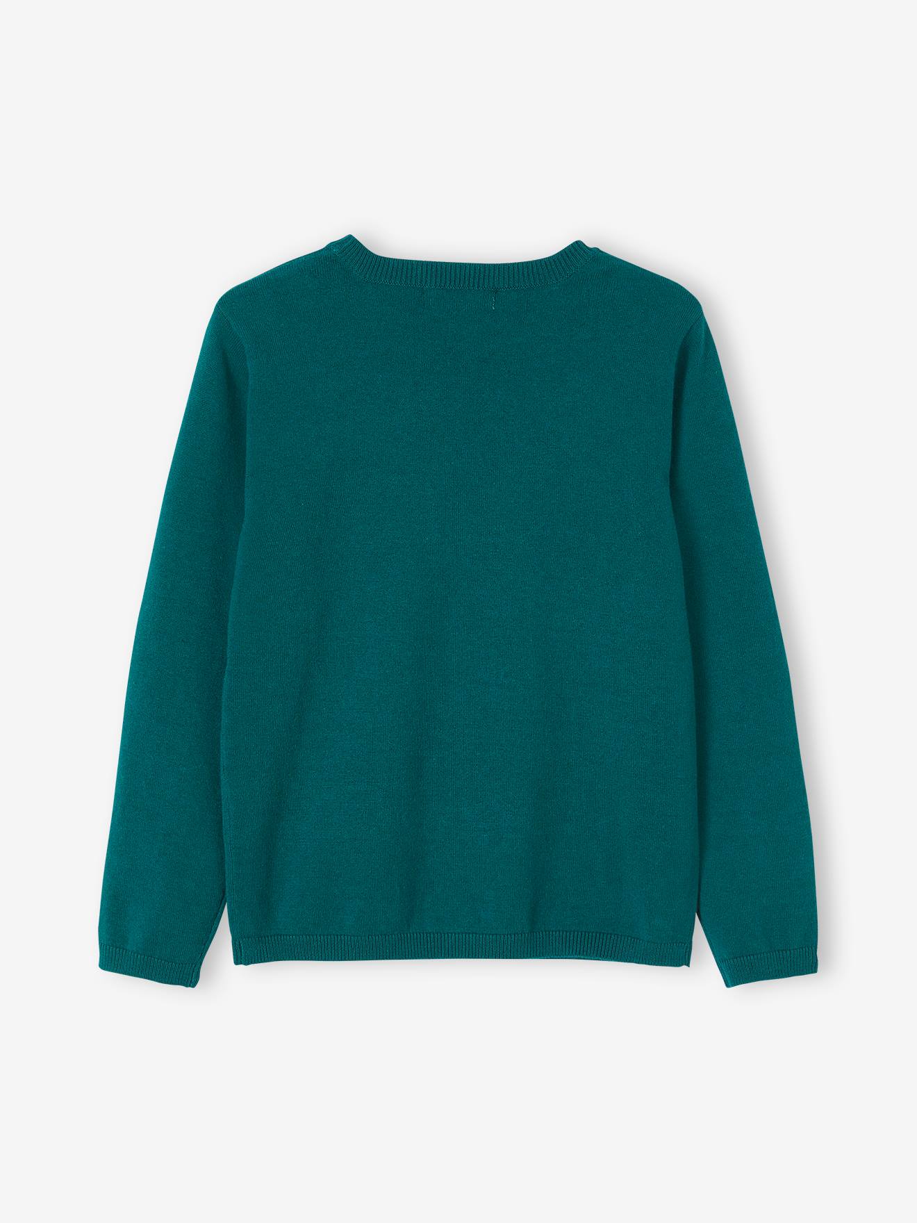 Vertbaudet Mädchen Pullover, Glitzer-Schriftzug BASIC - ziegel
