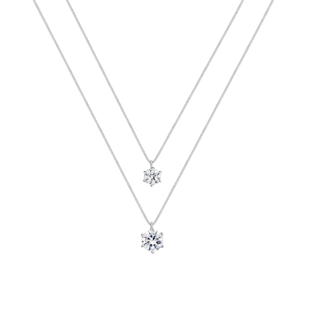 Elli Elli Collier Femmes Char Solitaire Basique Couches Look Tendance avec Cristaux en collier