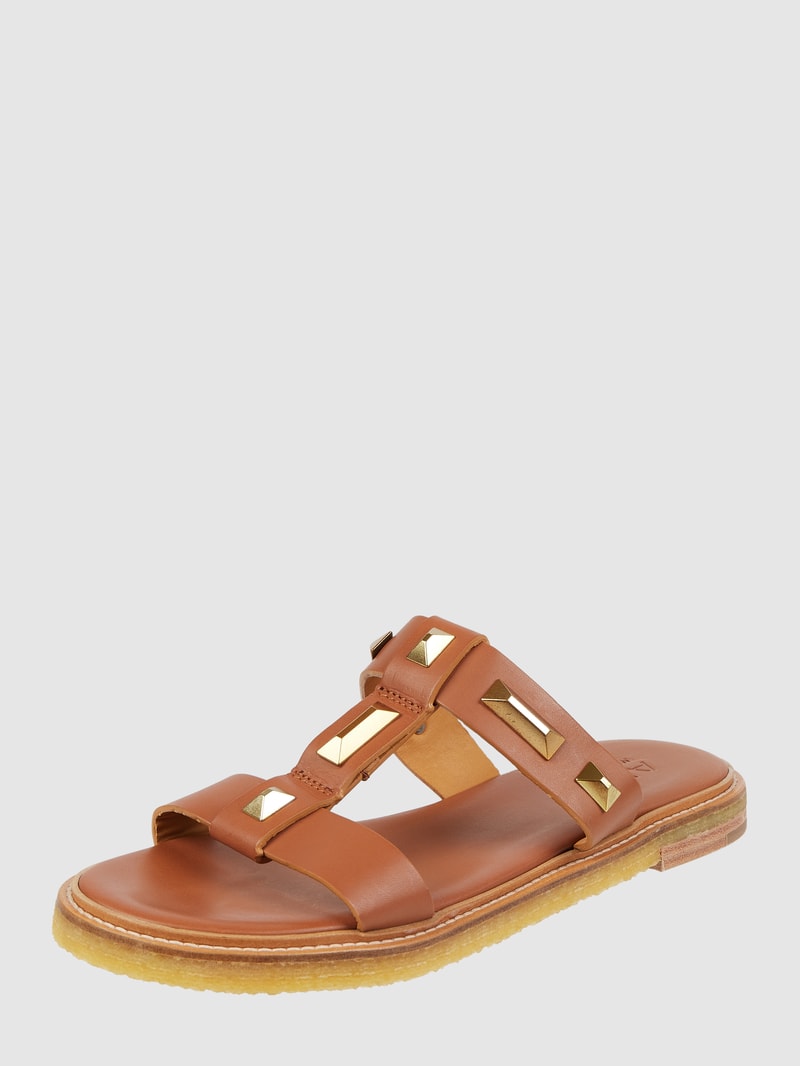 Pantolette aus Leder Modell 'Vero' in taupe
